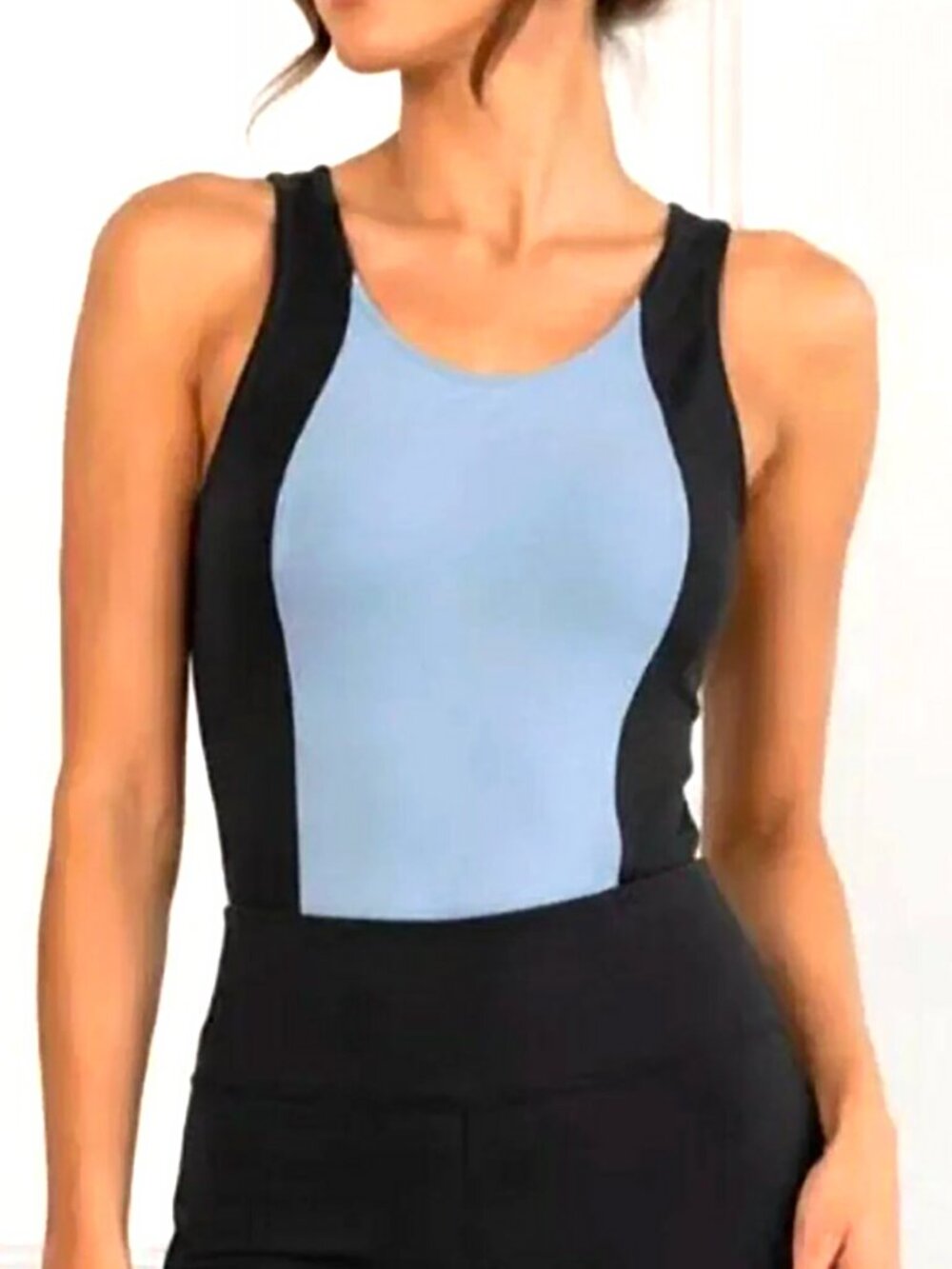 NUX Athletic Bodysuit Women Size Small One Piece Blue Athleisure Activewear Tank